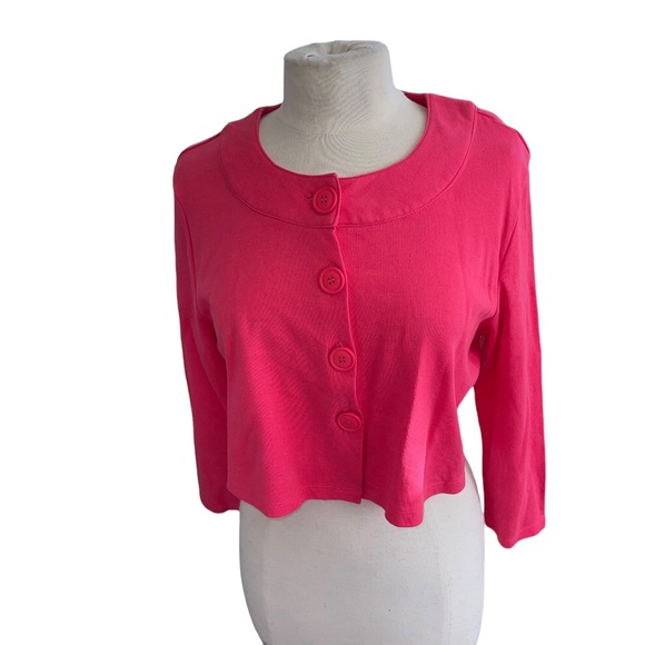 Chadwicks Jackets & Blazers - Chadwick's Pink Knit Jacket Short Size 16 NWOT Extra Button Classic Traditional